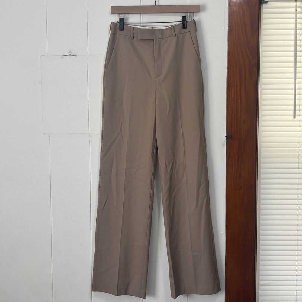 Babaton Atelier Aritzia Tan Wool Blend High Rise Straight Leg Pants Size 4